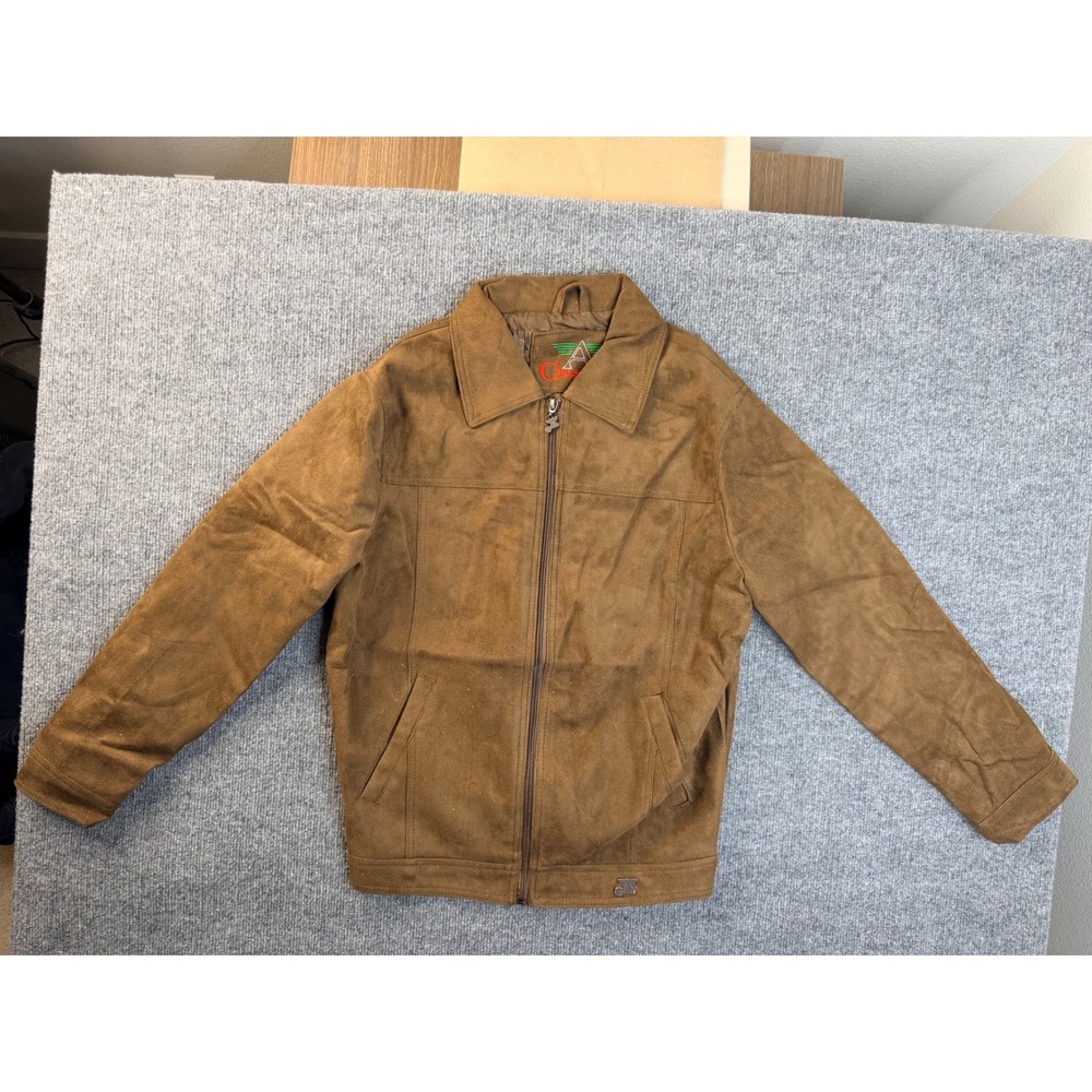 Collezioni Mens Medium Brown Faux Suede Full Zip Jacket Workwear Streetwear M